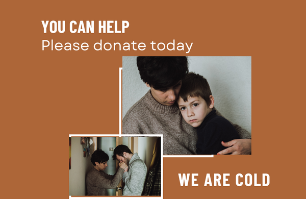 Brown White Clean Corporate Homeless Awareness Education Portrait Homelessness Flyer (600 × 390 px)